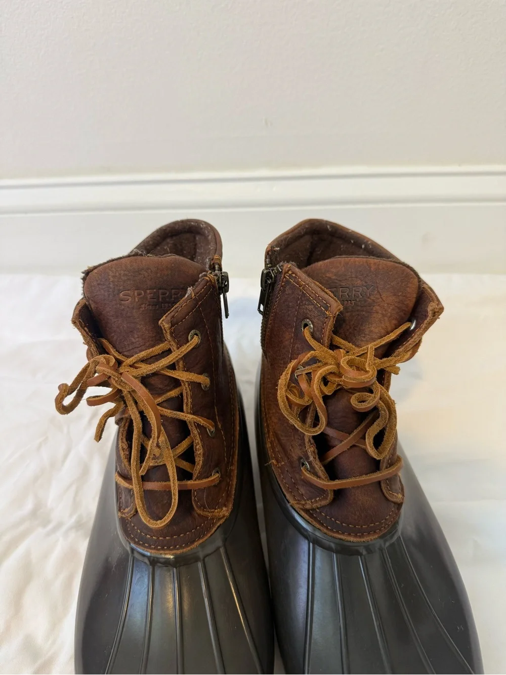 Sperry Women’s Size 11 Brown Leather Black Duck Boots Waterproof
